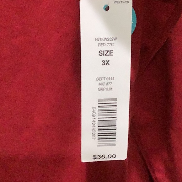 Westbound red mock neck Cotton modal jersey top pullover 3X Plus Size - Picture 3 of 5